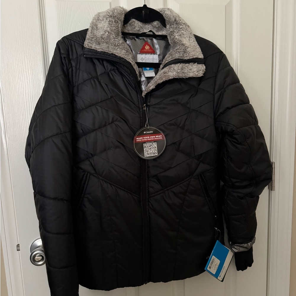 Columbia Black Jacket with Gray Fur Collar
